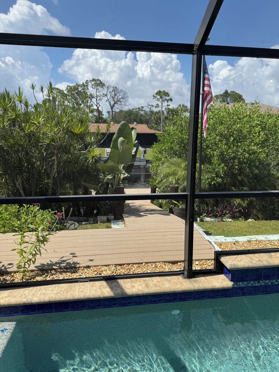 Outside deck. Dock on end. 