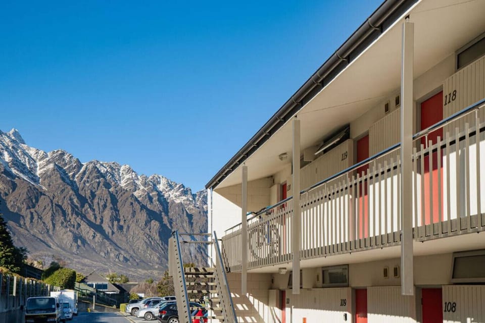 Rear of building and car park area