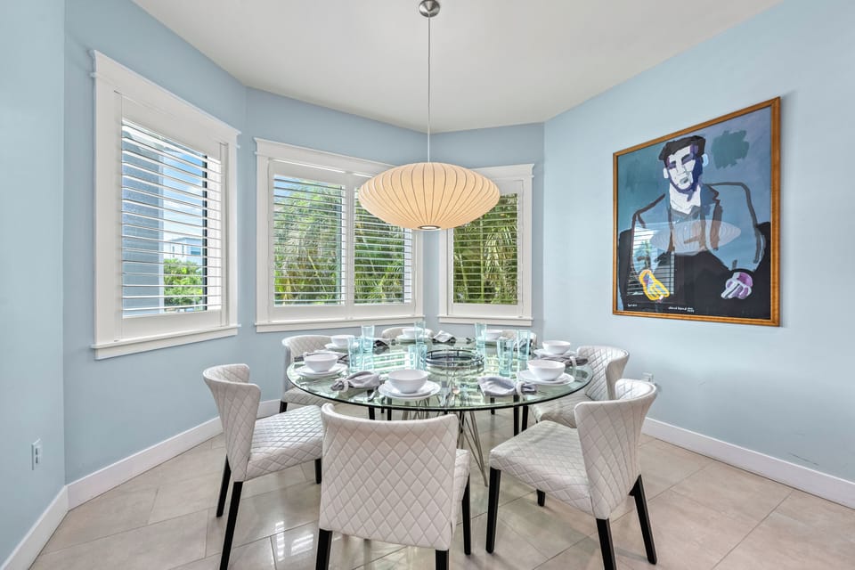 The dining space.