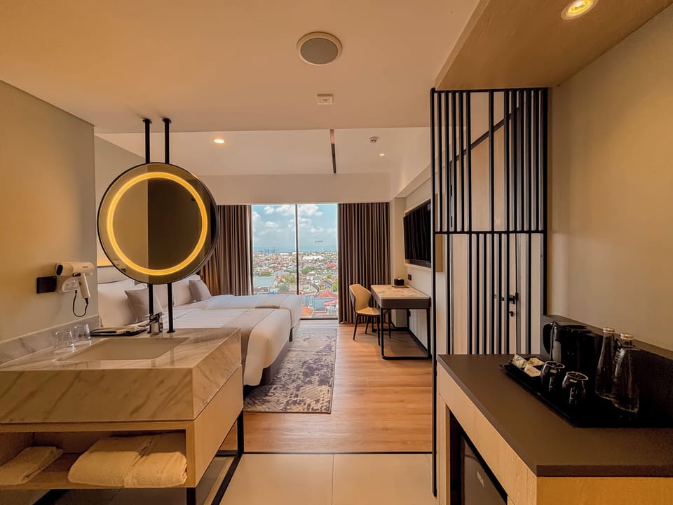 Deluxe Twin Room, City View | In-room safe, desk, free WiFi, bed sheets