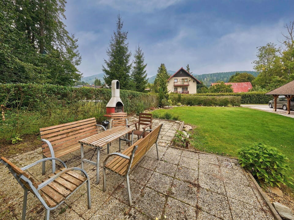 Furniture, Garden, Cottage, Lawn, Landscaping, Yard, Outdoor Furniture, Backyard, Farmhouse, Chair