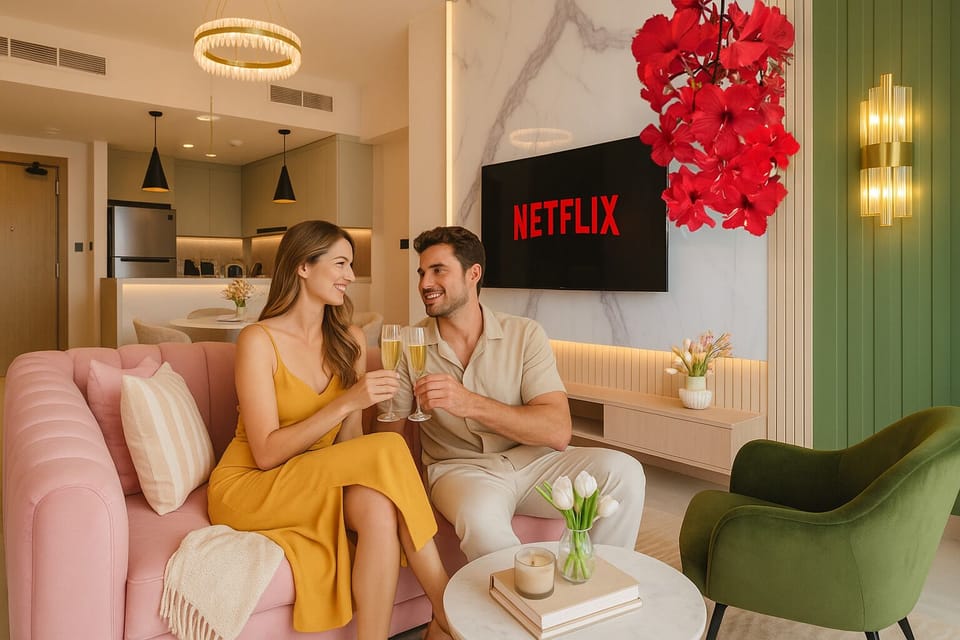 Deluxe Apartment, 1 Bedroom | Living area | 65-inch Smart TV with cable channels, Netflix, streaming services