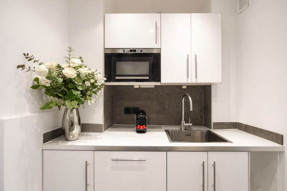 Premium Apartment, Courtyard View | Private kitchen | Espresso maker, electric kettle, toaster