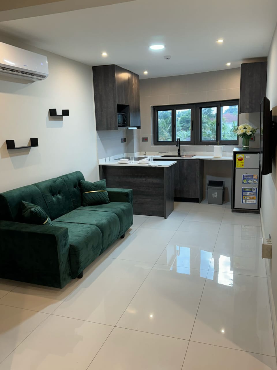 Deluxe Apartment, Air conditioning, Mountain View | Living area | 55-inch Smart TV with digital channels, Netflix, streaming services