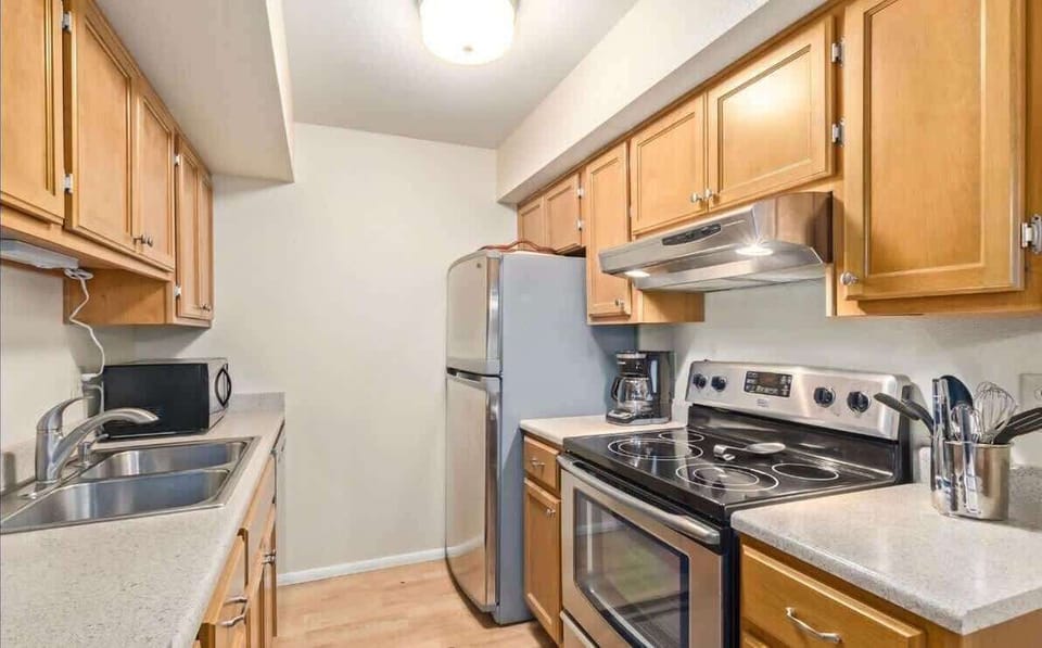 Cook up your favorites in a fully equipped kitchen with everything you need.