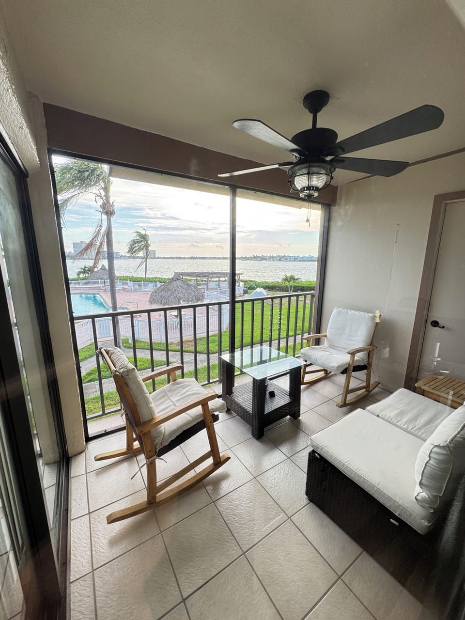 Peaceful seating for morning coffee or evening wind down