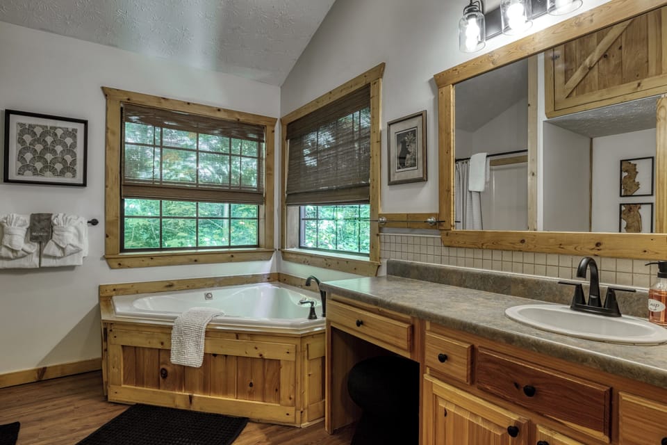 The master bathroom is your private relaxation oasis.