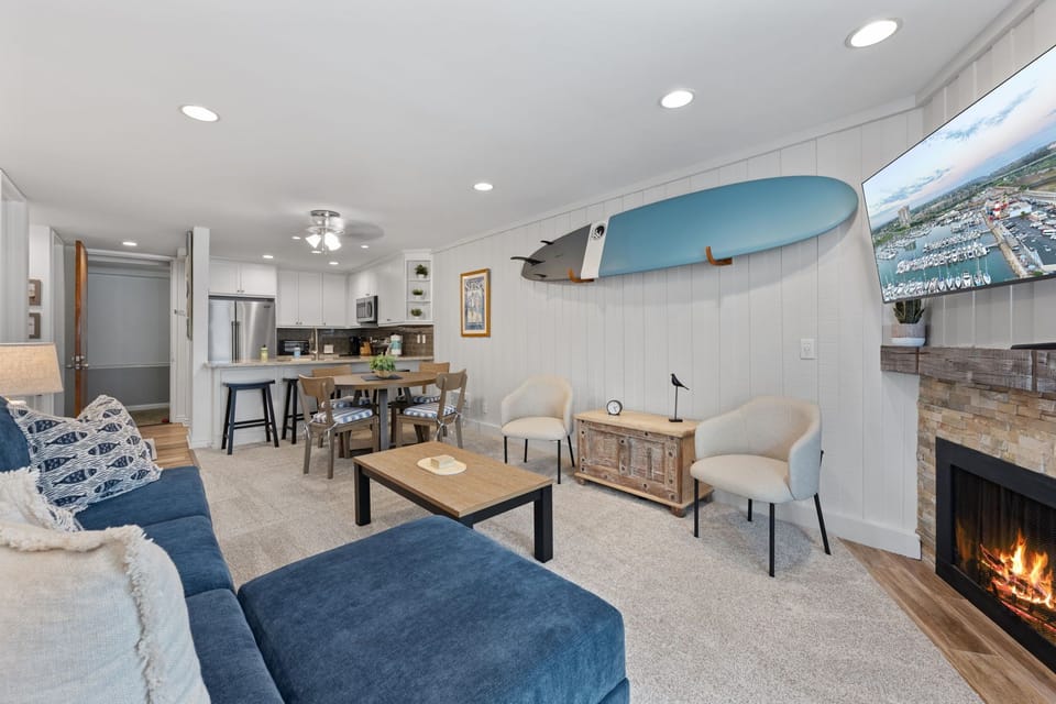 After a day on the beach, snuggle by the fireplace and let the cool sea breeze lull you into relaxation.