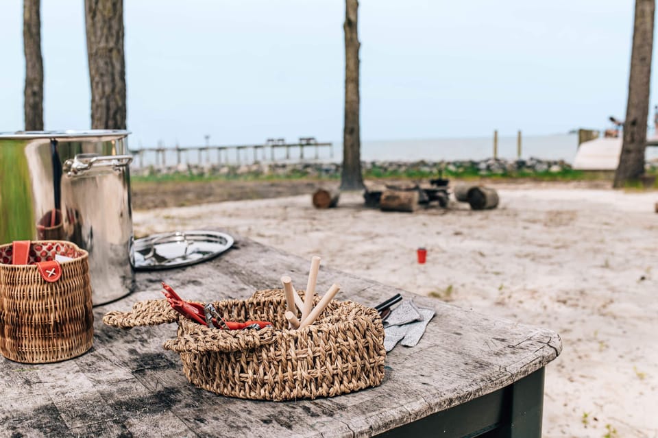 Enjoy your local catch just feet from the water—tools and charm provided.