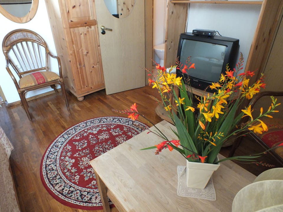 Basic Double Room, 1 Double Bed | Living area | TV