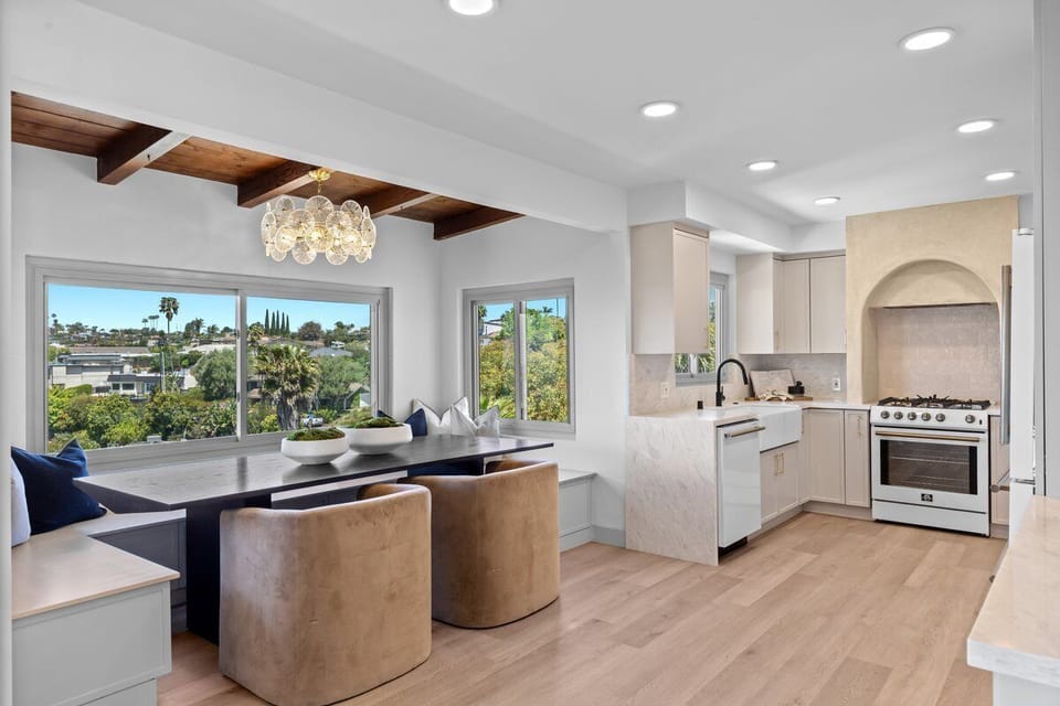 Gather for family-style meals or meetings in this open-concept setting