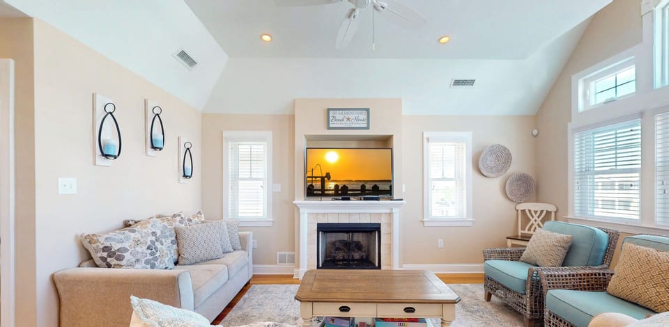 Comfortable living space with multiple seating