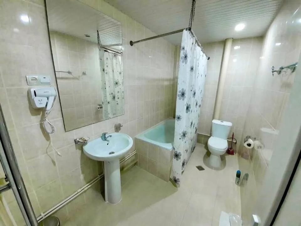 Free toiletries, hair dryer, slippers, towels