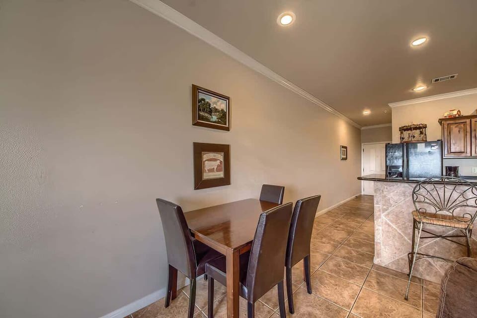 Dining room table has seating for 4 while the breakfast bar has seating for 3! 