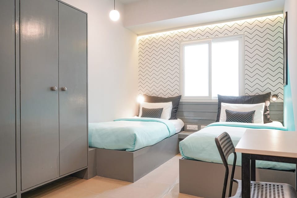 Premium bedding, memory foam beds, desk, free WiFi