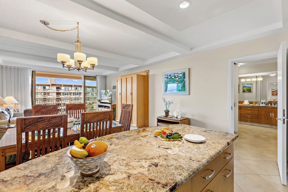 Cook with ease in a thoughtfully designed, fully equipped kitchen. Featuring modern appliances, ample counter space, and all the essentials you need, from quick island breakfasts to full home-cooked dinners.