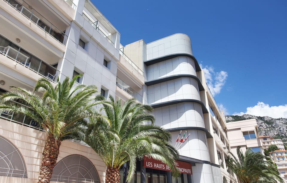 Contemporary façade just steps from Monaco — a sleek architectural blend of coastal charm and city access.