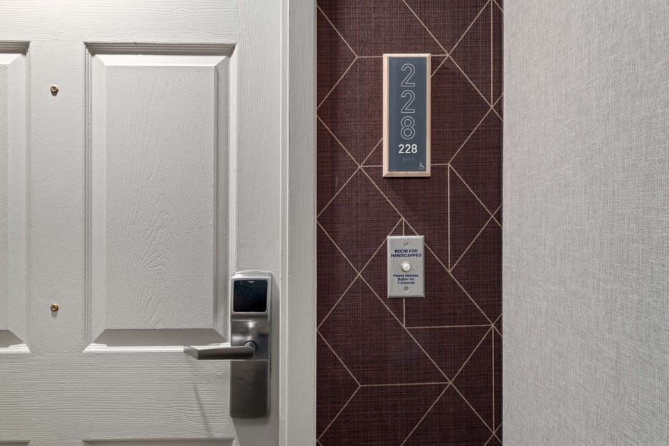 Desk, blackout drapes, soundproofing, iron/ironing board