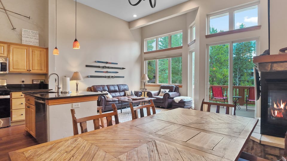 Dining room with mountain views and natural light