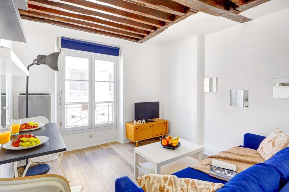 The open-plan living and dining area