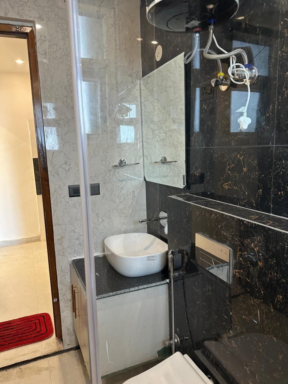 Shower, towels, soap, shampoo