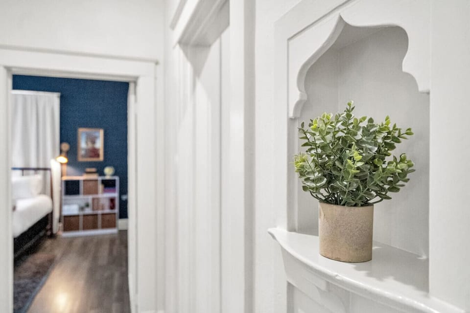 Historic features of the home remained after remodel, including the old phone niche