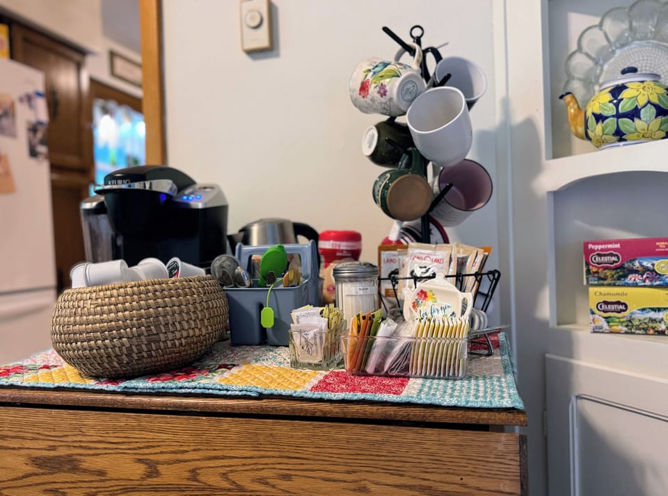 Coffee bar in the dining room with everything you could want.
