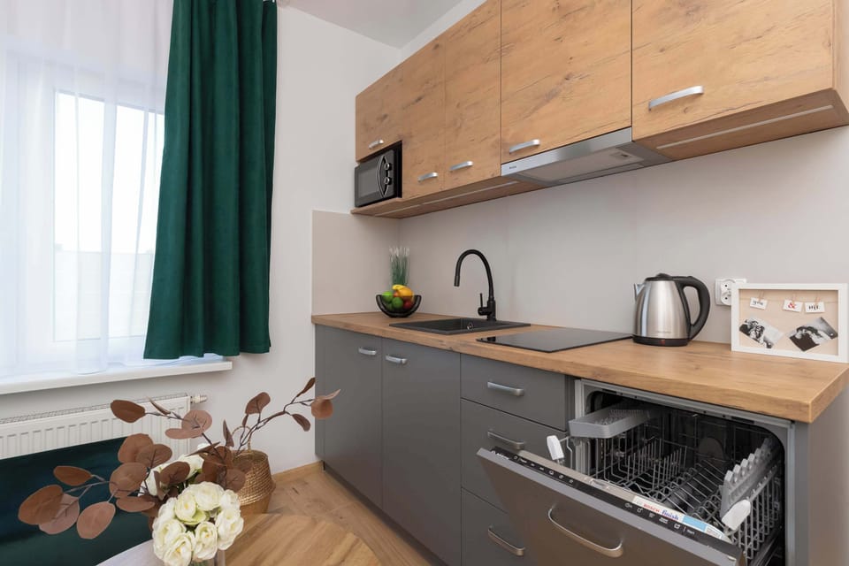 Modern, fully equipped kitchenette.