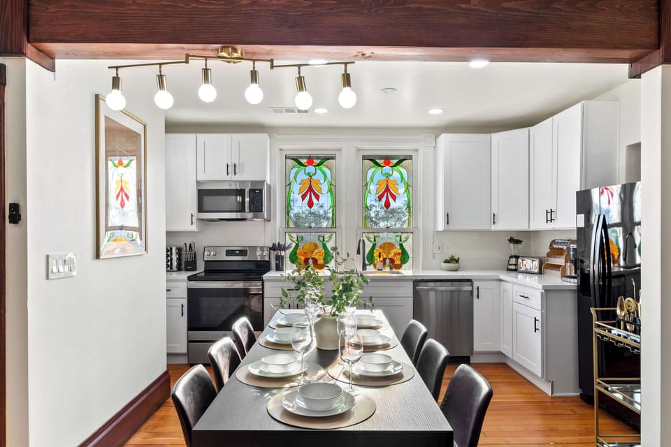 Elegant dining space with natural light