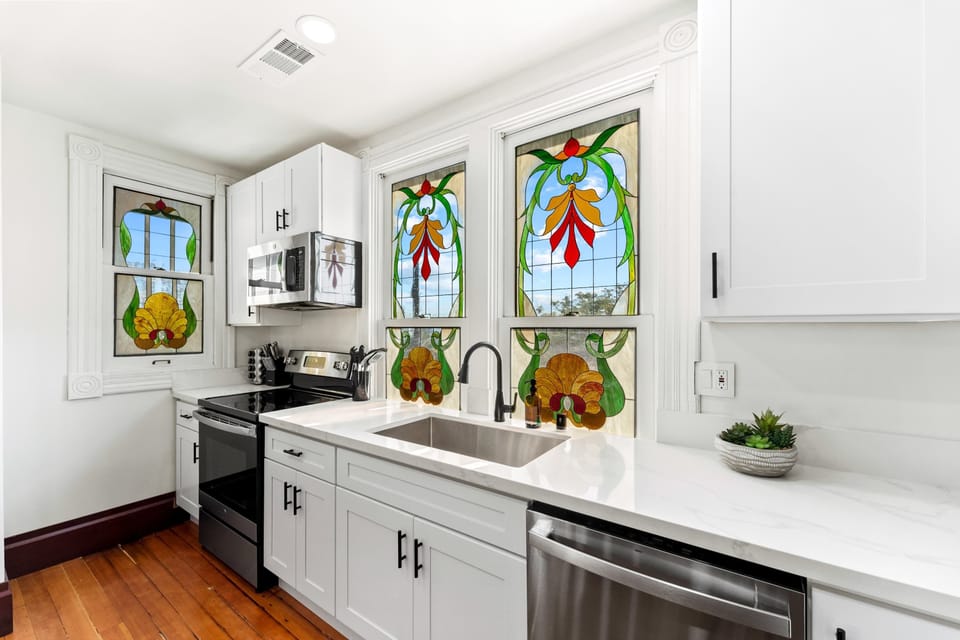 Sleek, fully equipped kitchen with modern finishes