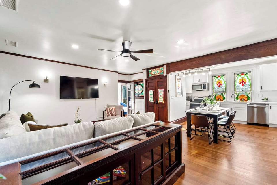 Chef’s kitchen with large island and bar seating