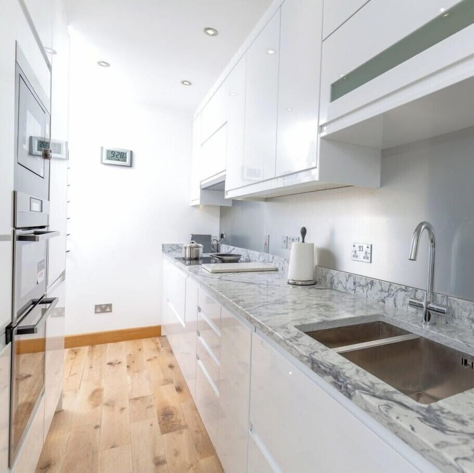 Luxury Apartment | Private kitchen | Full-size fridge, microwave, dishwasher, espresso maker
