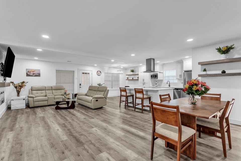 Spacious Living room and open kitchen area