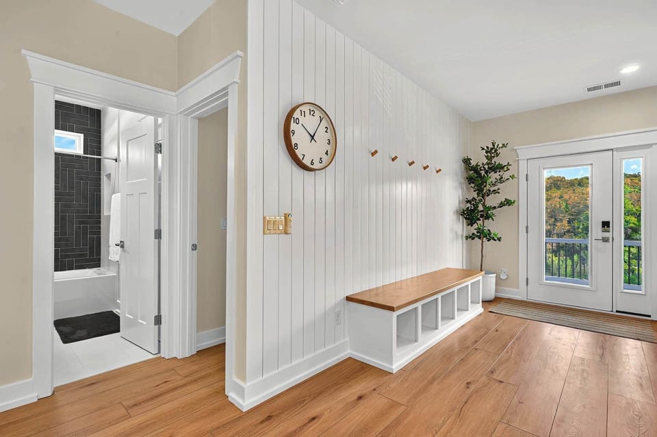 As you walk in the front door, drop your worries (and your stuff) on the bench. 