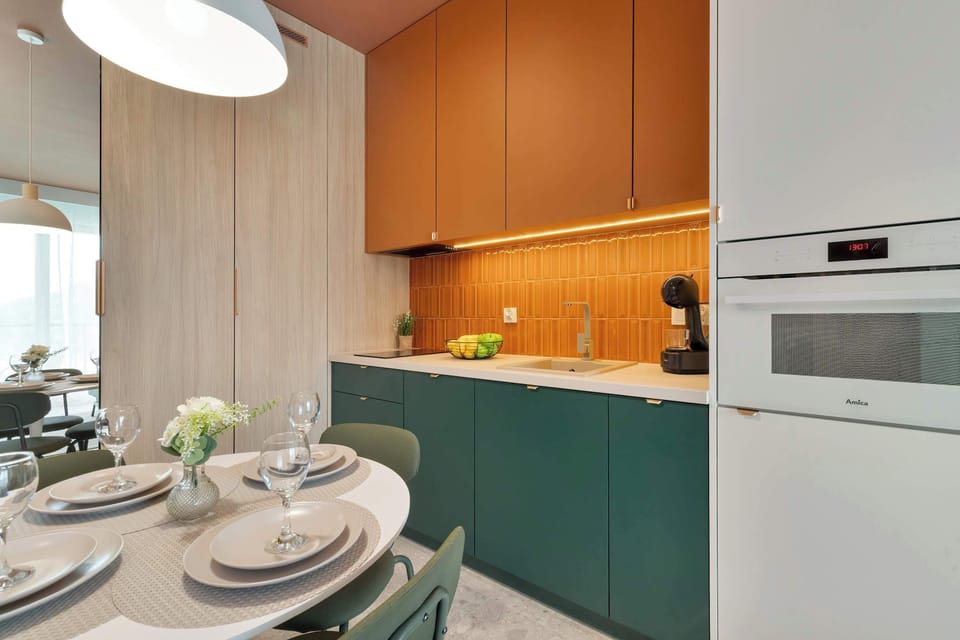 Kitchenette with dining table. 