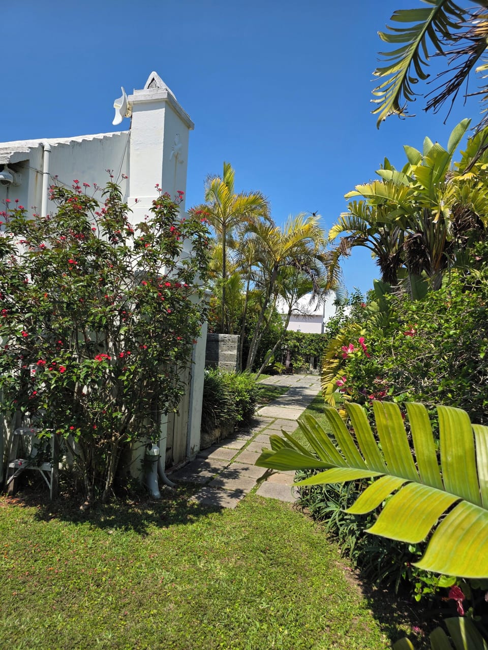 The property features landscaping with a variety of Bermuda's flora. 