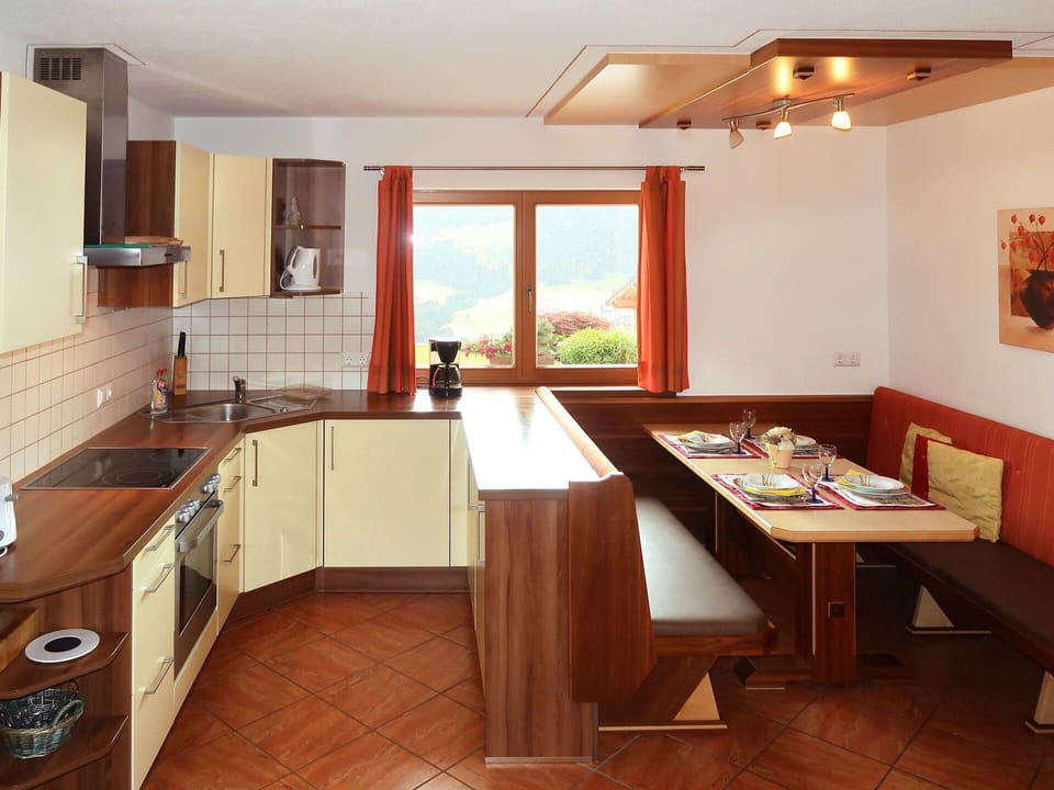 Furniture, Interior Design, Flooring, Wood, Floor, Kitchen, Lighting, Table, Home, Countertop