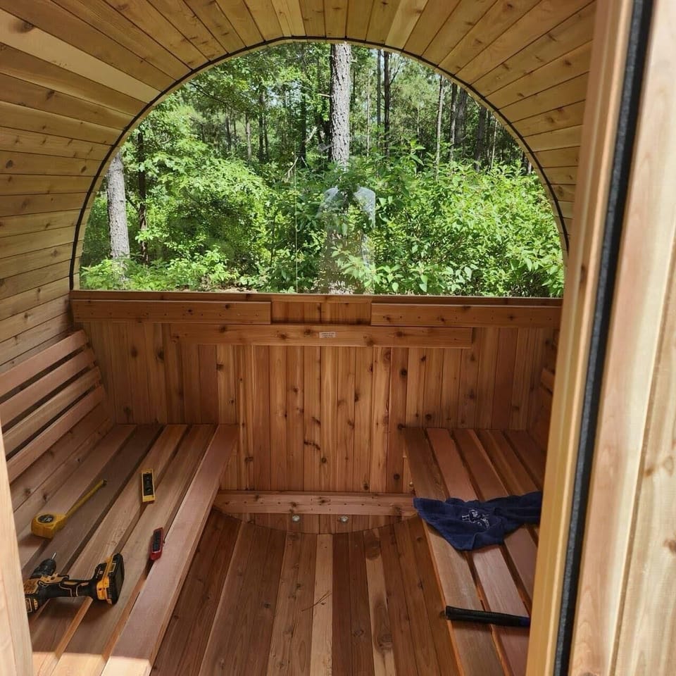 🔥 Coming soon: your private sauna escape tucked in the trees. ✨ Get ready to sweat, relax, and soak in the peaceful forest views. This little slice of serenity is almost ready for you.