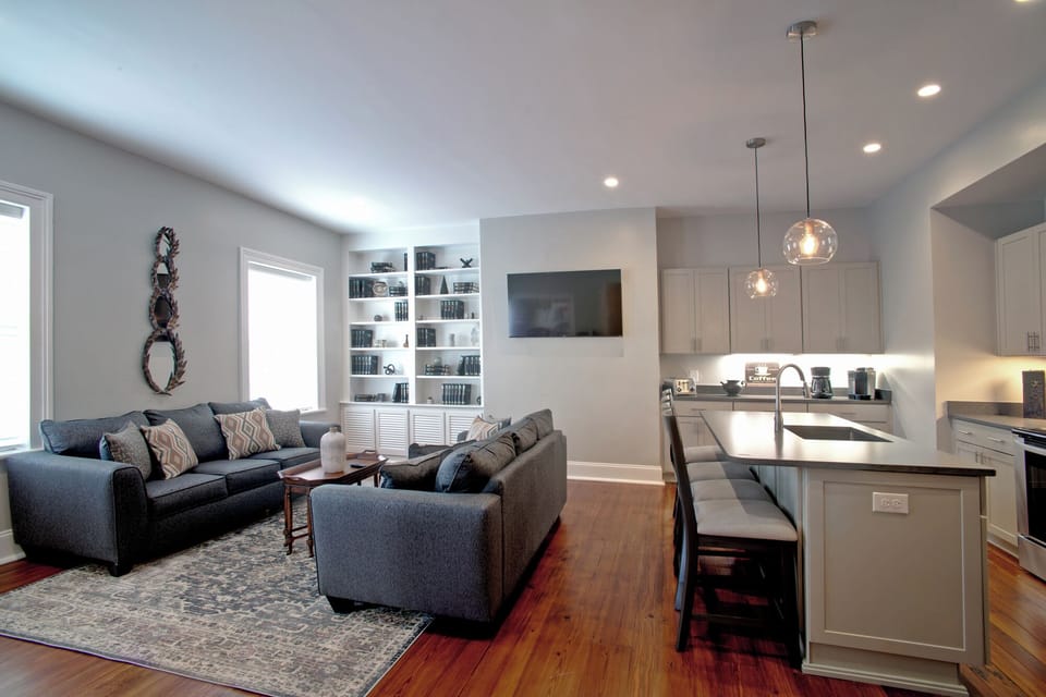 Apartment, Patio, Park View | Living area | 50-inch Smart TV with digital channels