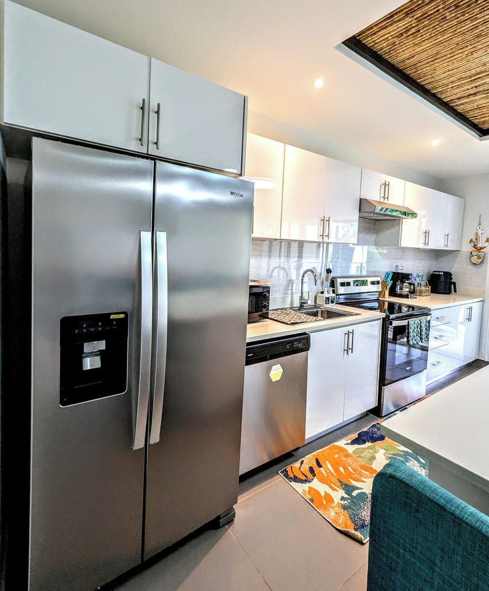 Large Fridge with Ice maker and fully stocked kitchen