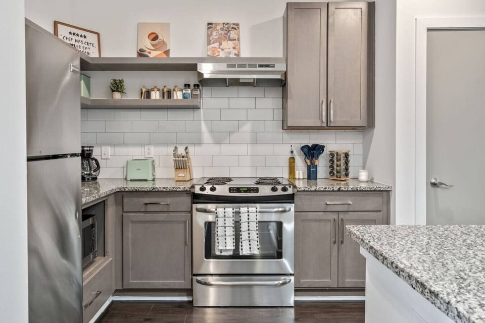Fully equipped kitchen with modern appliances