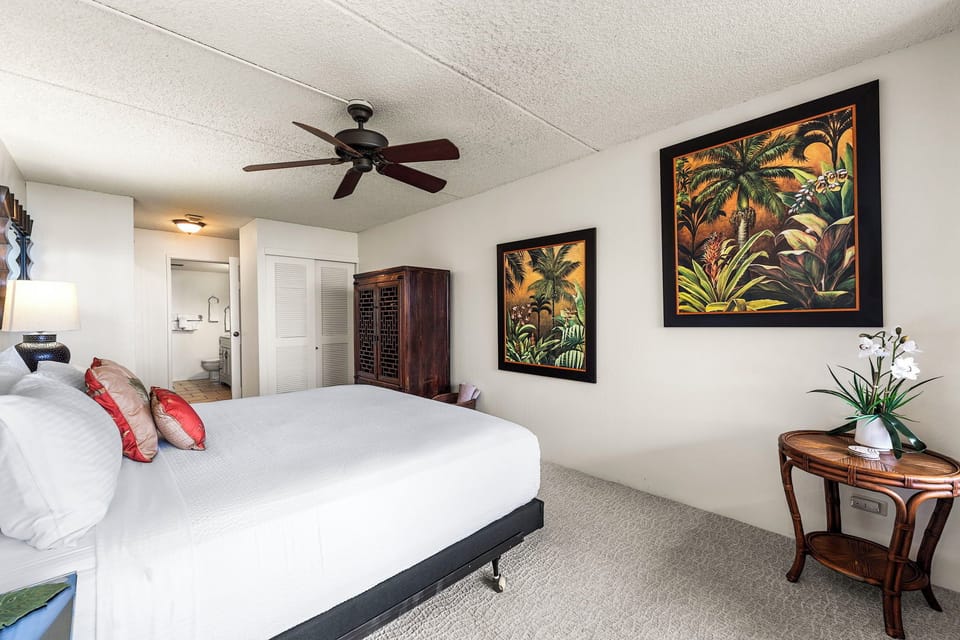 Condo, 1 King Bed with Sofa bed, Lanai, Ocean View (Kona Pacific E630) | 1 bedroom, individually decorated, individually furnished, bed sheets