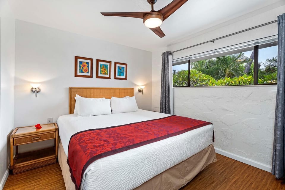 Condo, 1 King Bed, Lanai, Garden View (Casa de Emdeko 202) | 1 bedroom, individually decorated, individually furnished, bed sheets