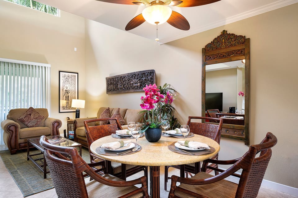 Condo, Multiple Beds, Lanai, Garden View (Palm Villas at Mauna Lani I23) | 2 bedrooms, individually decorated, individually furnished, bed sheets