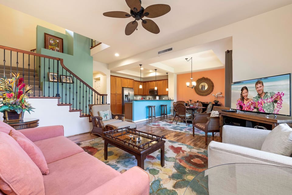 Townhome, Multiple Beds, Lanai, Golf View (Mauna Lani Fairways 1104) | Living area | 42-inch flat-screen TV with digital channels