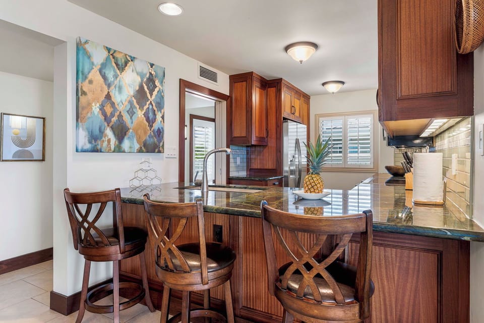 Condo, Multiple Beds, Kitchen, Ocean View (Vista Waikoloa A303) | Private kitchen | Coffee/tea maker, dining table