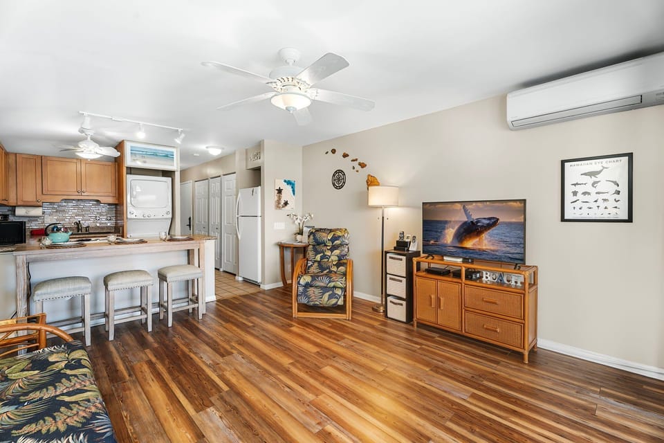 Condo, 1 King Bed with Sofa bed, Kitchen, Partial Ocean View (Kona Isle C31) | Living area | 42-inch flat-screen TV with digital channels