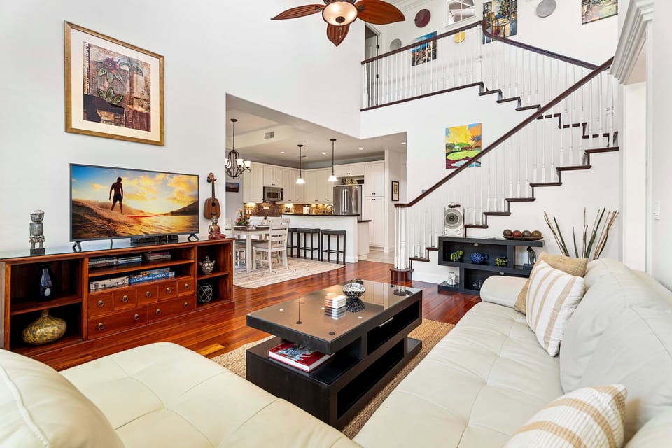 Townhome, Multiple Beds, Lanai, Garden View (Kulalani at Mauna Lani 2301) | Living area | 42-inch flat-screen TV with digital channels