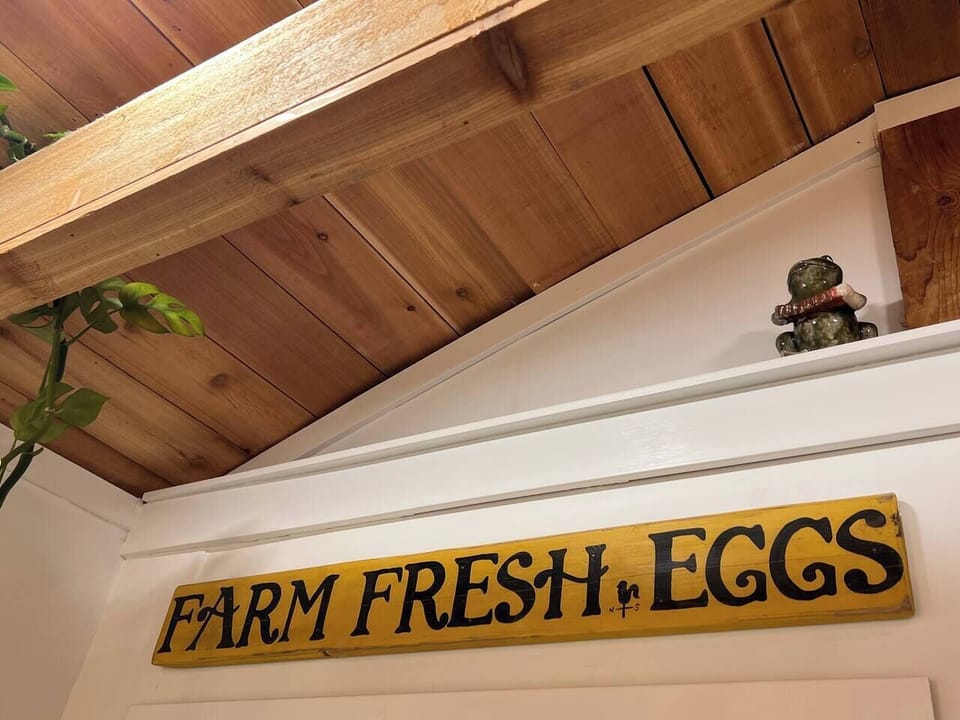 Farm Fresh Eggs country style decor and true to name with our on site chickens.