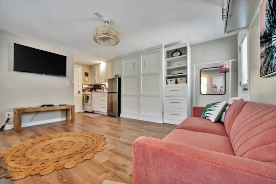 Chic decor, comfy sofa, and all the essentials for a memorable visit